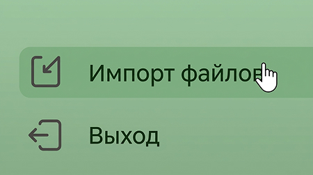 Кнопка «Импорт файлов»