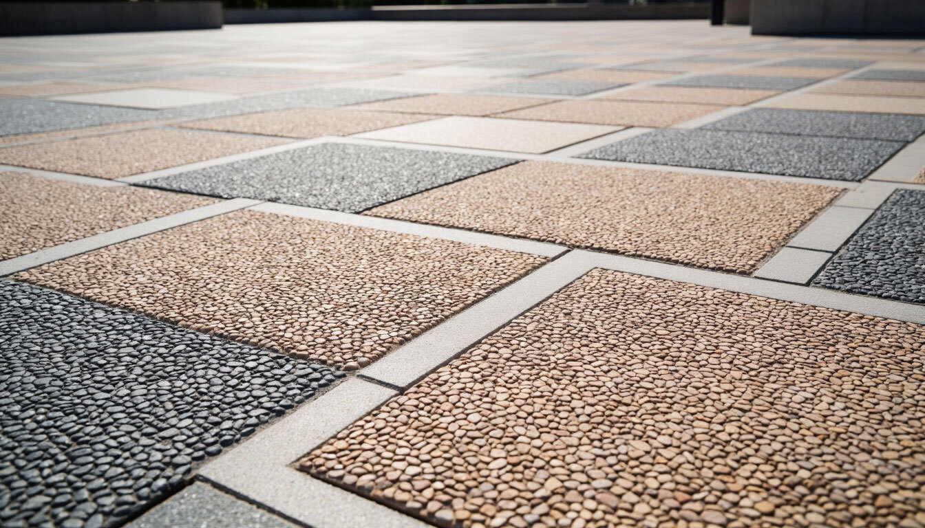 Top-down view of a patterned permeable resin bound surface