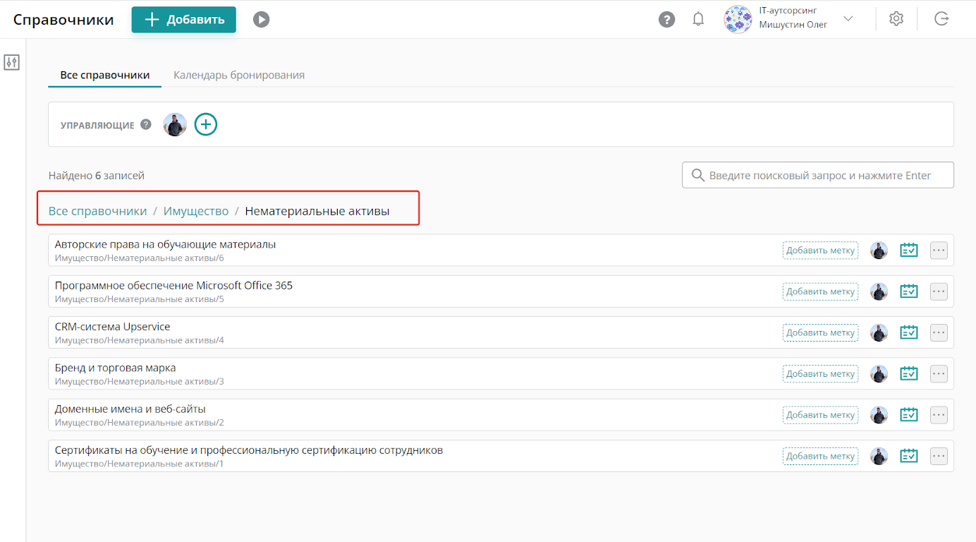 В «Нематериальных активах» находятся записи по программному обеспечению, лицензиям и т.д.