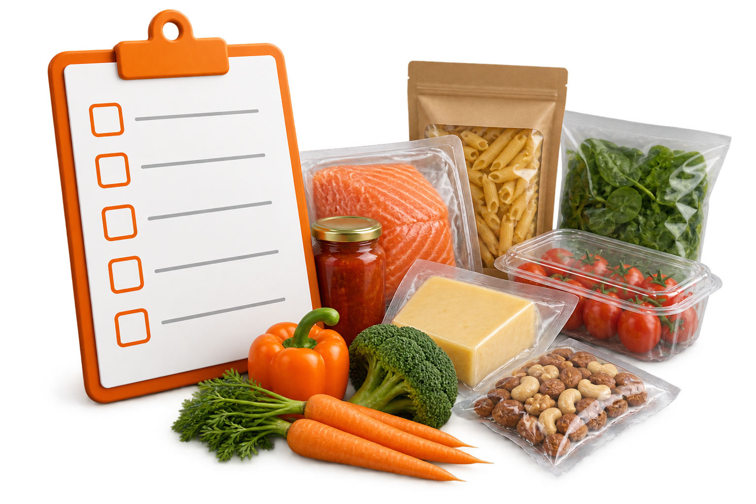 Бланк проверки поставщика и упаковки продуктов — иллюстрация