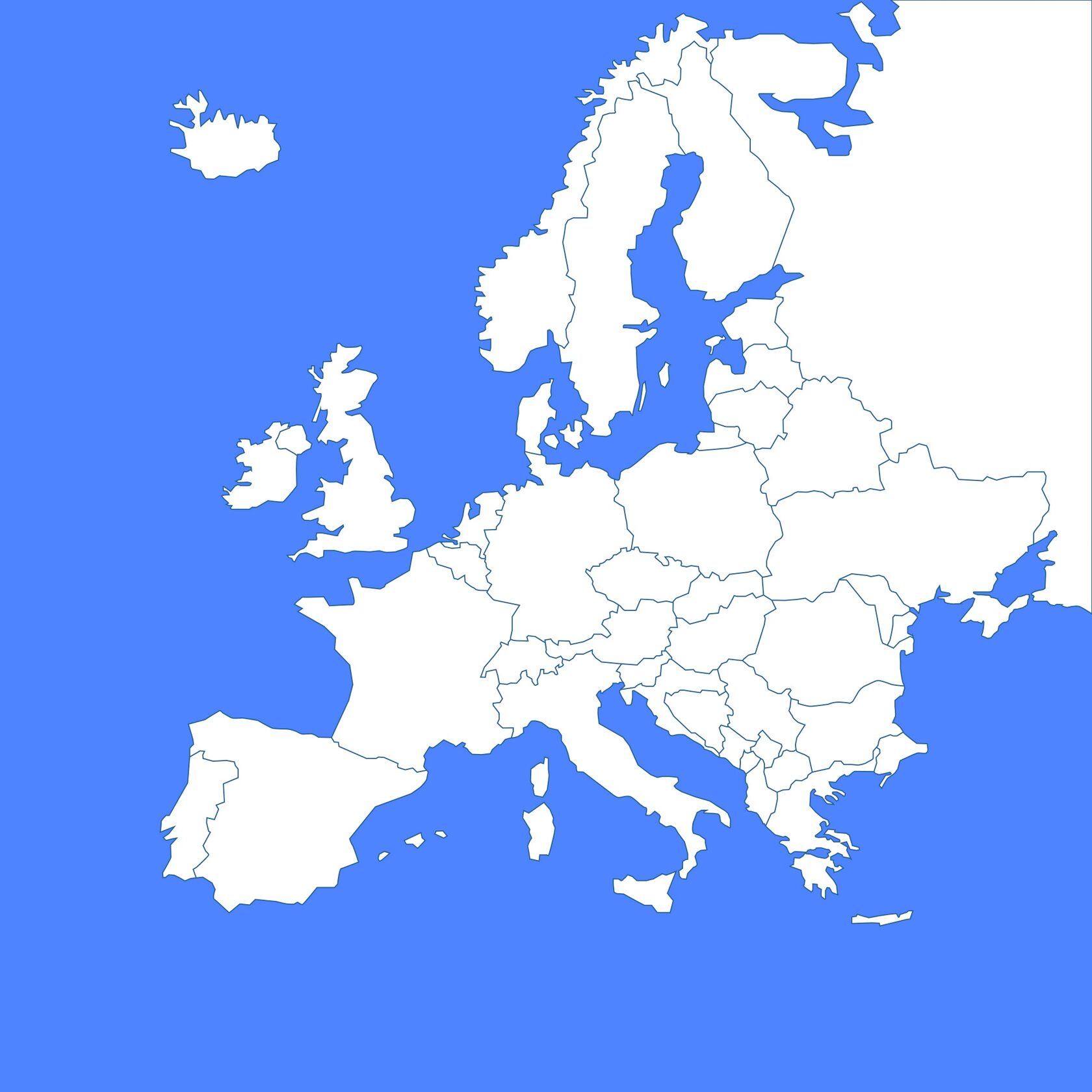 Карта Европы со странами для переезда