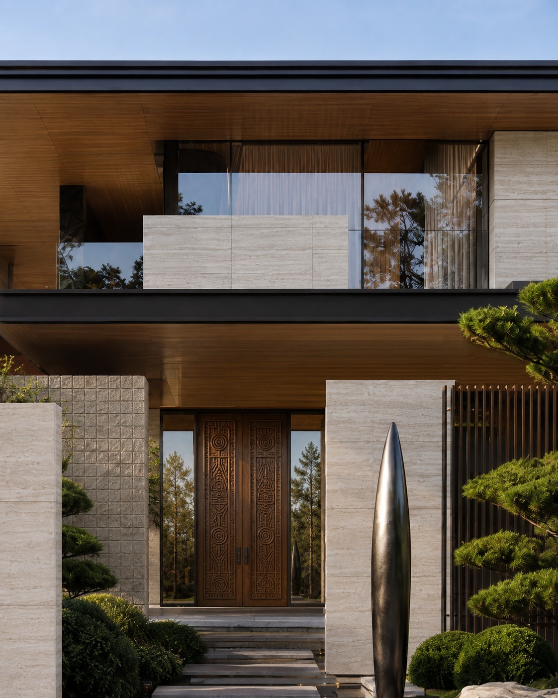 VILLA D’OLIVA — Светлый камень и панорамное остекление