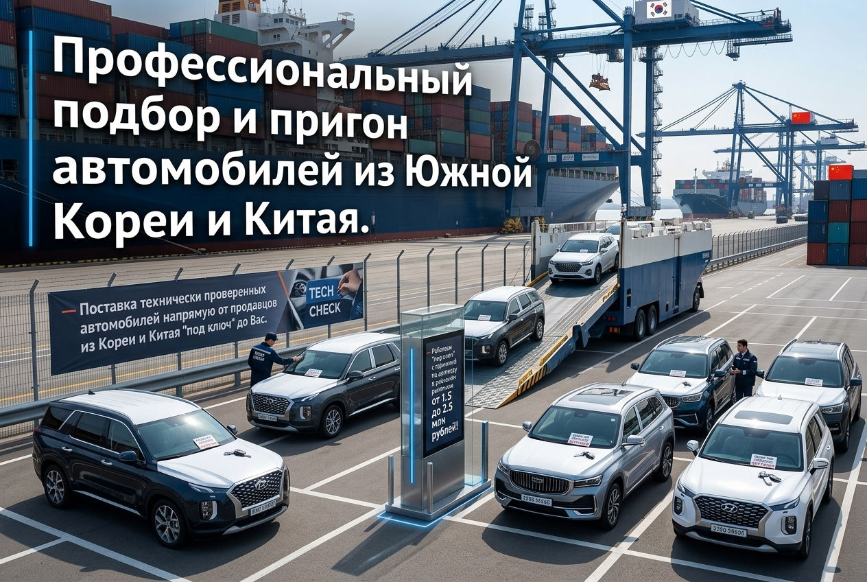 Современный корейский автомобиль на городской улице