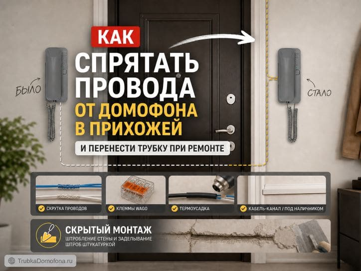 Как спрятать провода от домофона в прихожей и перенести трубку при ремонте