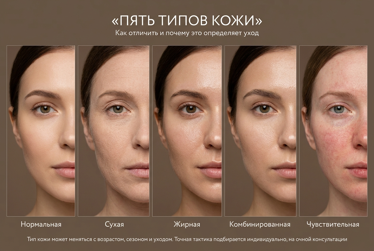Типы кожи - инфографика