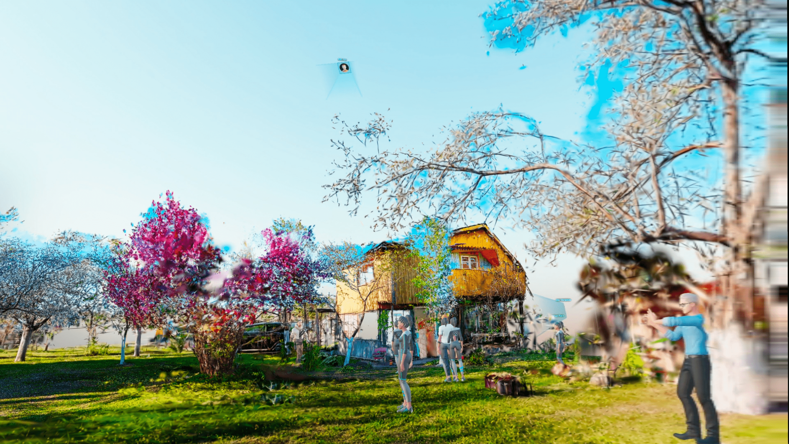 People visiting the reconstructed dacha together in a shared virtual world