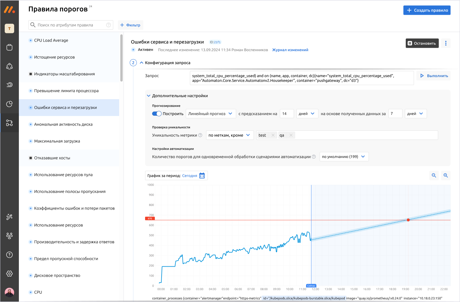 Новые инструменты в правилах порогов