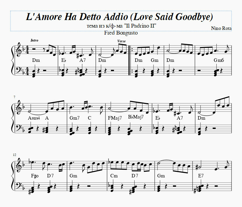 L'Amore Ha Detto Addio (Love Said Goodbye)