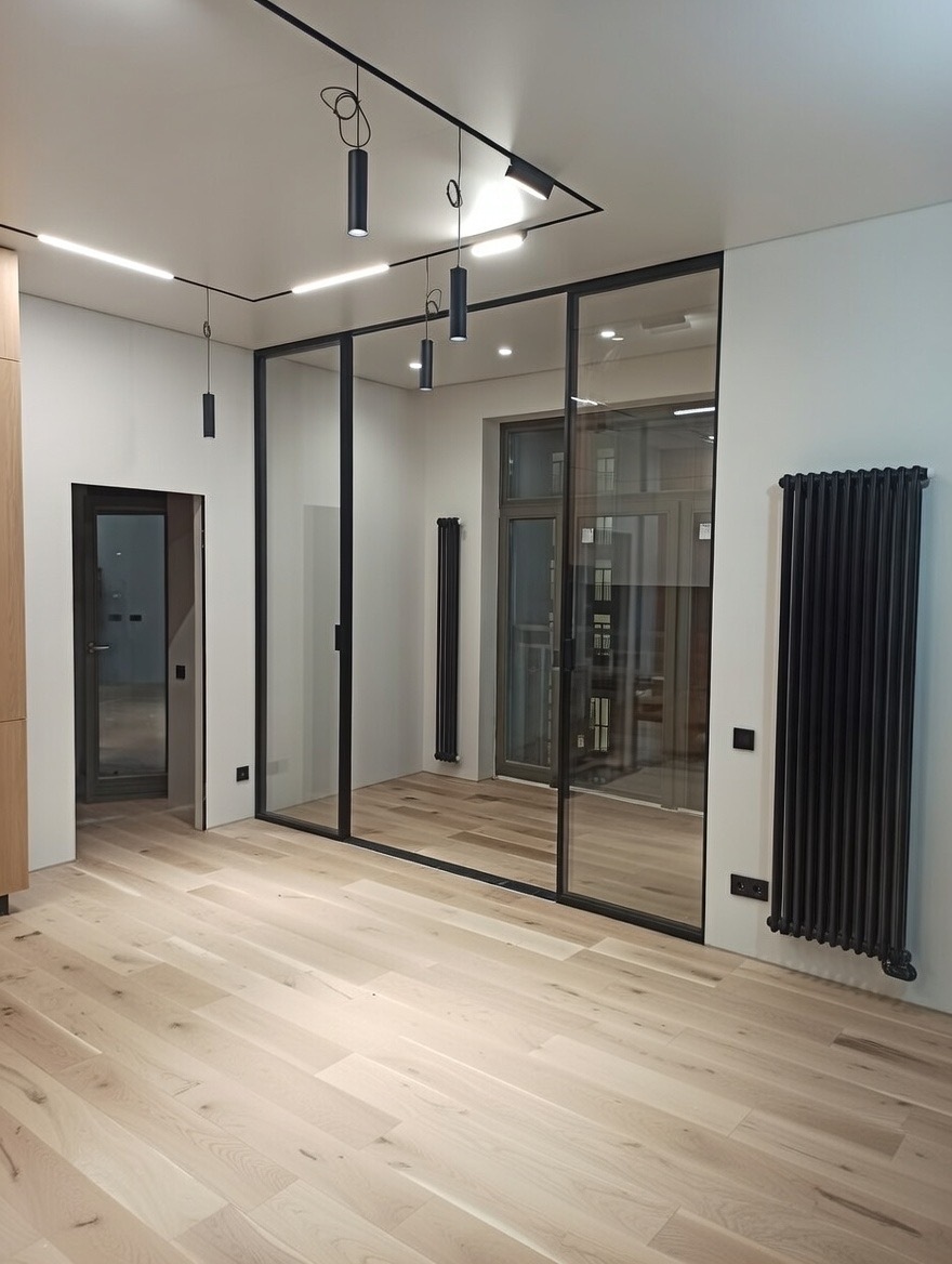 Стеклянная перегородка в гардероб