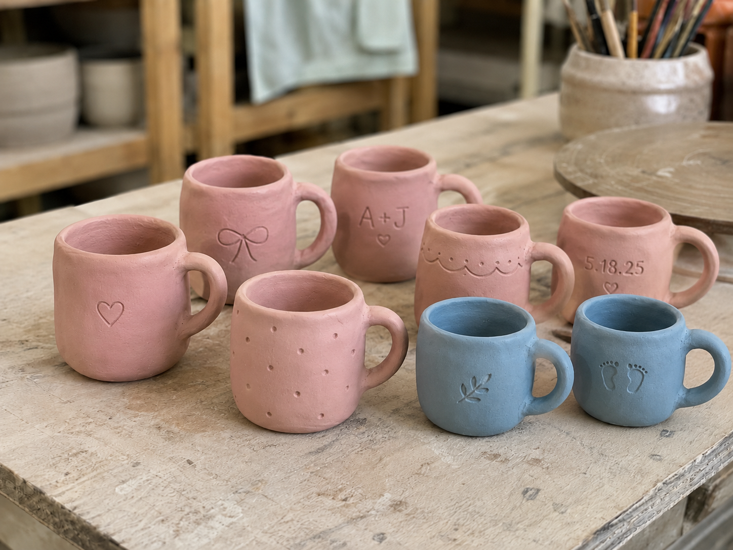 A group gender party nyc activity where guests use pink and blue clay to make their predictions.