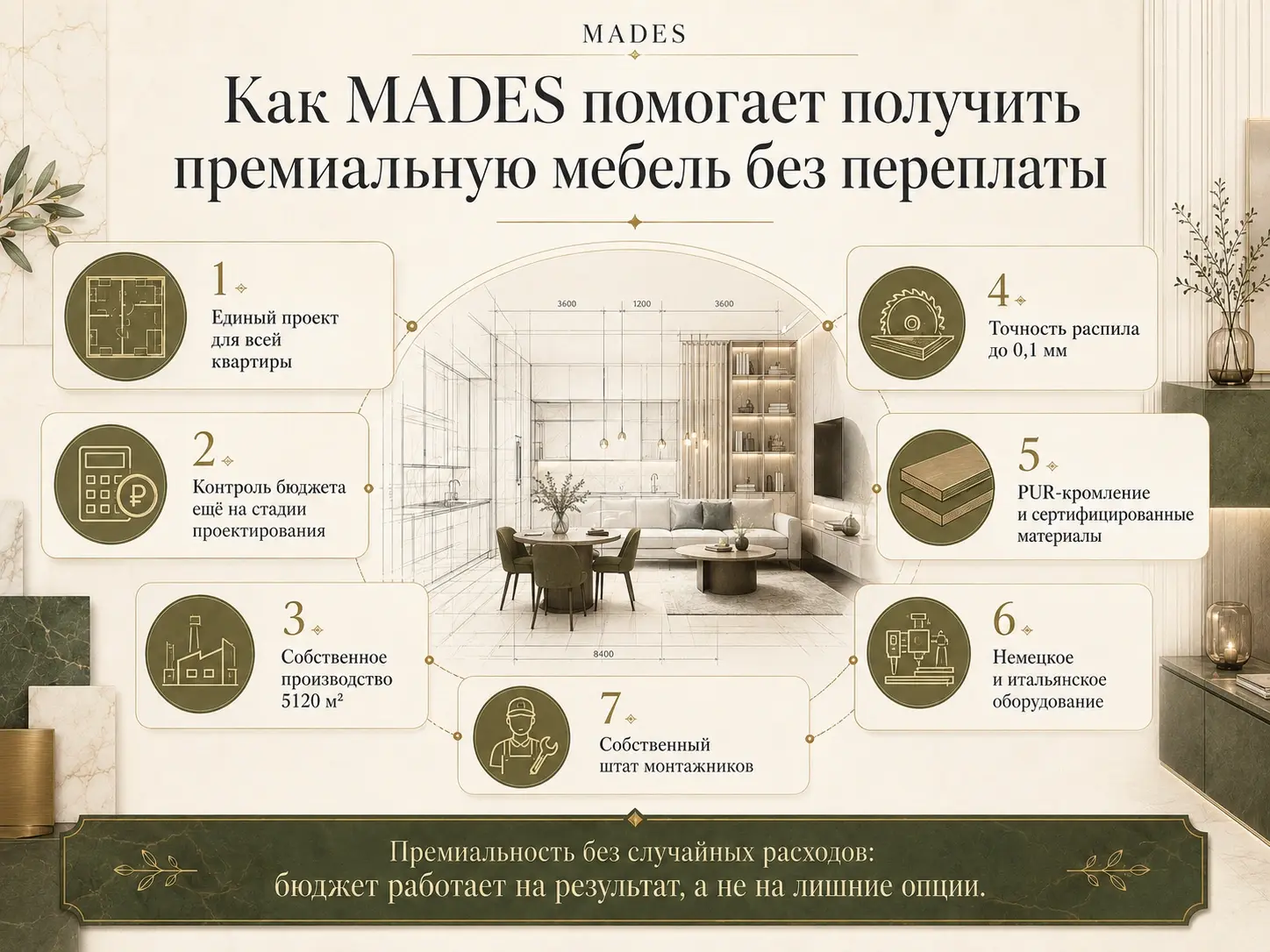 Премиальная мебель без переплаты — преимущества MADES Как MADES помогает получить премиальную мебель без переплаты — инфографика