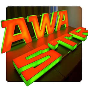 Вывеска AWA STR с полной подсветкой