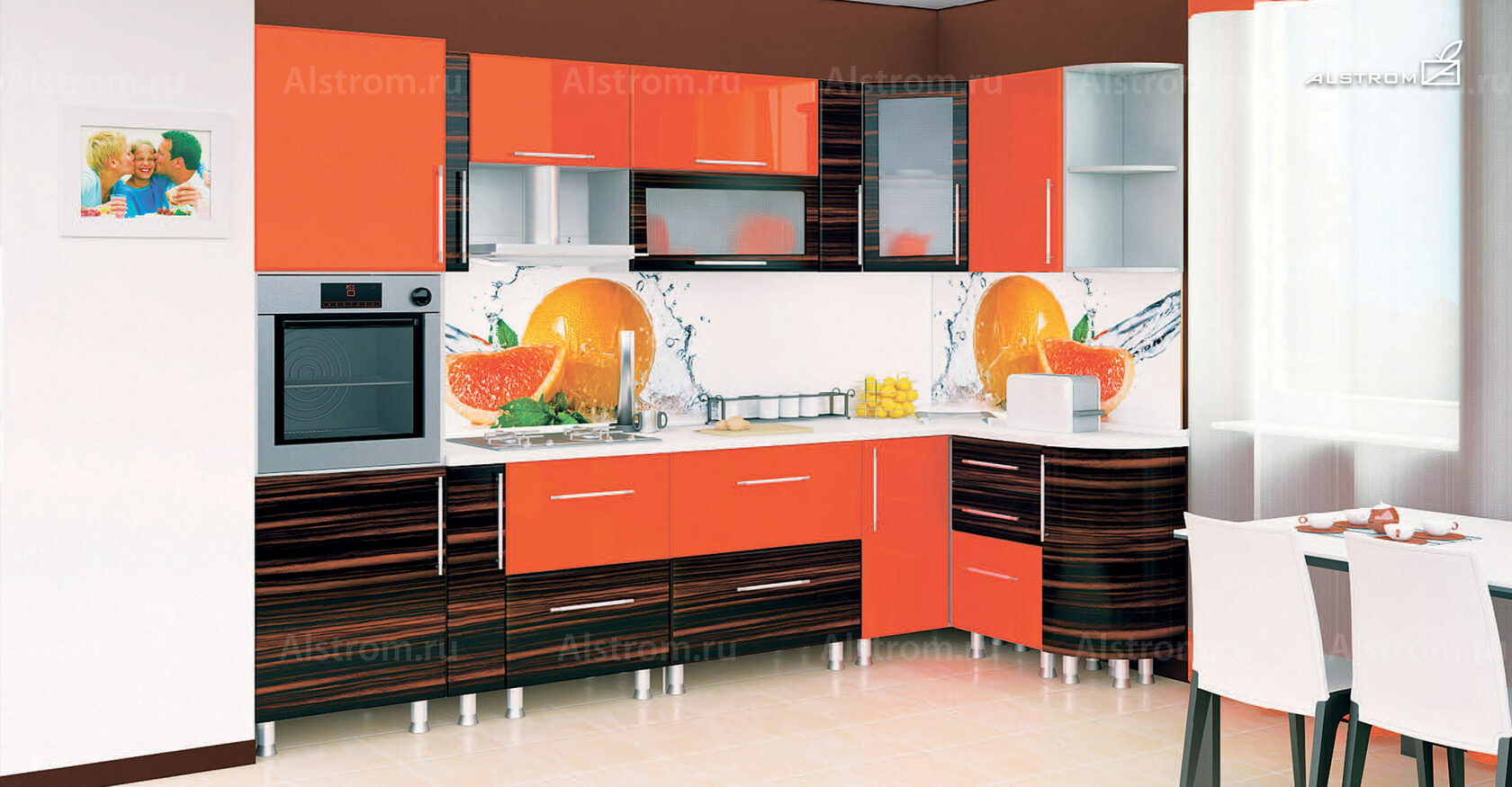 Кухня оранж зебрано