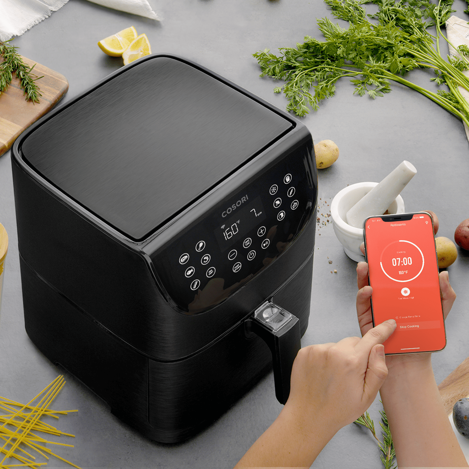 Аэрогриль Cosori Smart Air Fryer CS158-AF 5,5 л Black — купить с бесплатной  доставкой