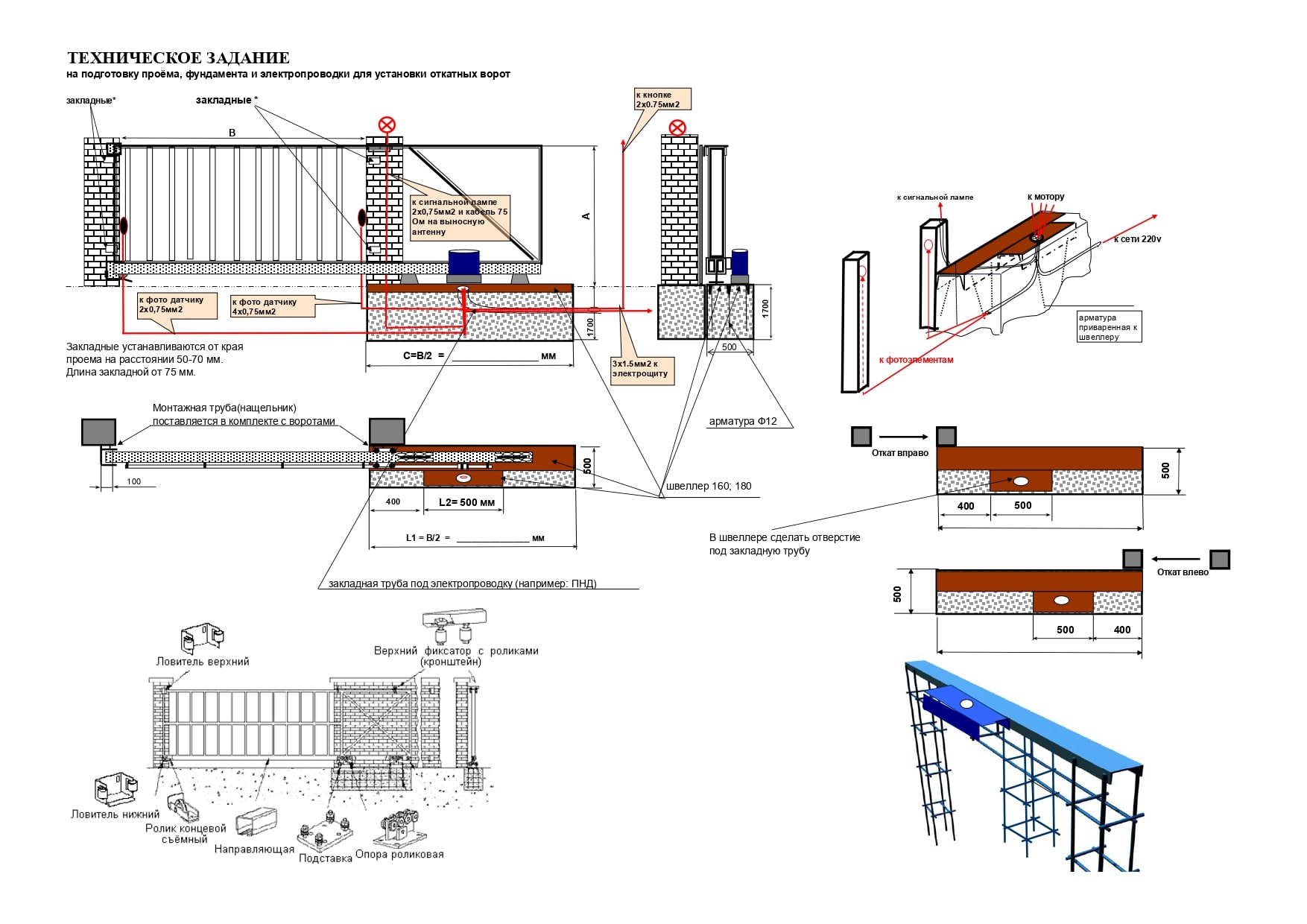 Размер фундамента под откатные ворота. Откатные ворота монтажная схема. Схема откатных ворот с 4-х метровым пролетом с размерами с приводом. Откатные ворота схема сборки. Схема откатных ворот Home Gate.