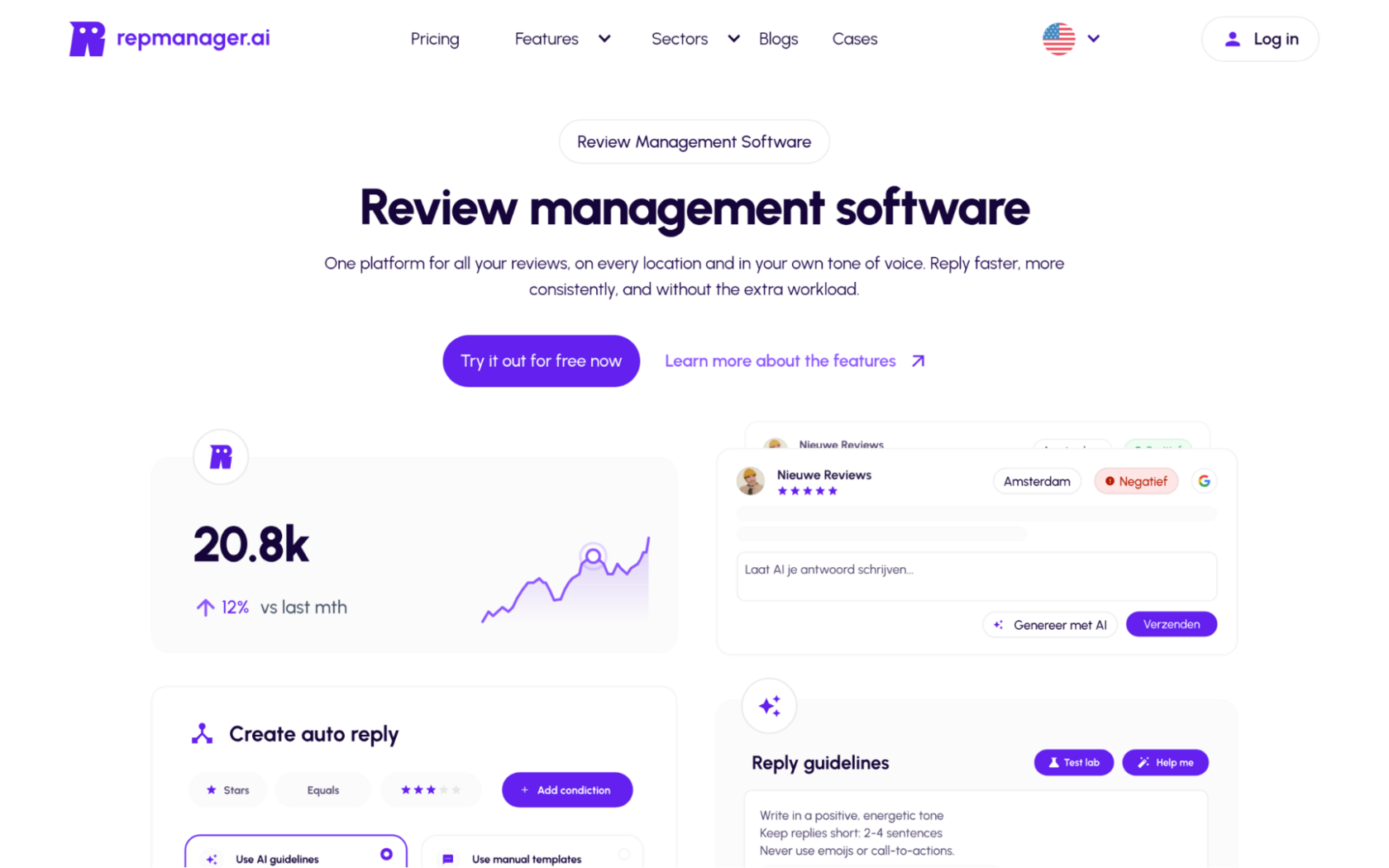 Repmanager - Best for Multi-Location Google Review Management With Trainable AI