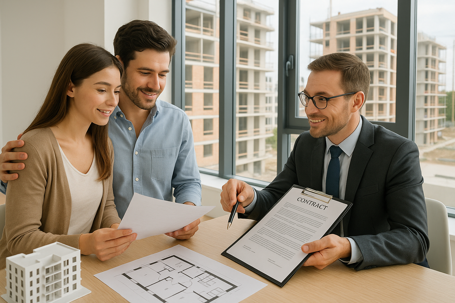 семья покупает квартиру в новостройке