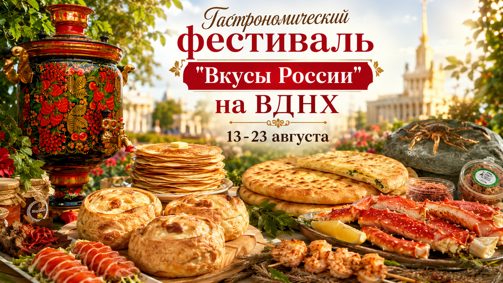 Гастрономический фестиваль «Вкусы России» и ярмарка региональных товаров на ВДНХ 13-23 августа 2026 года