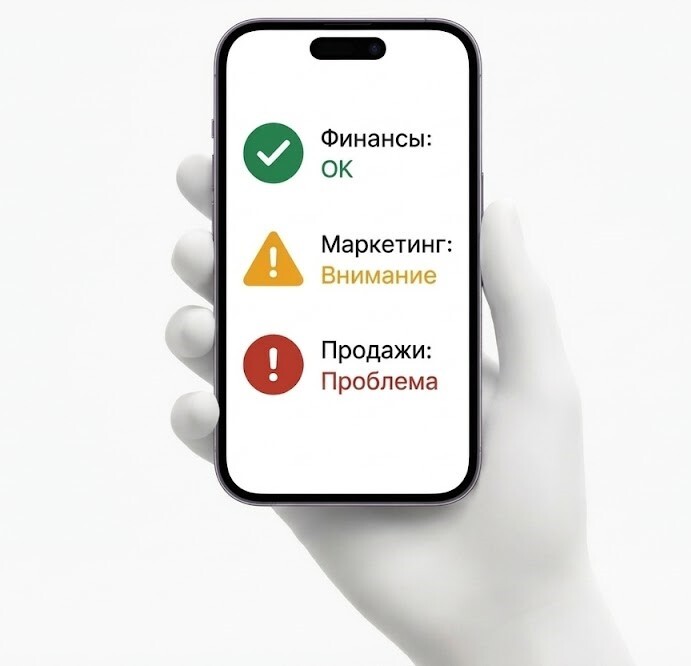 Индикаторы бизнеса на экране телефона