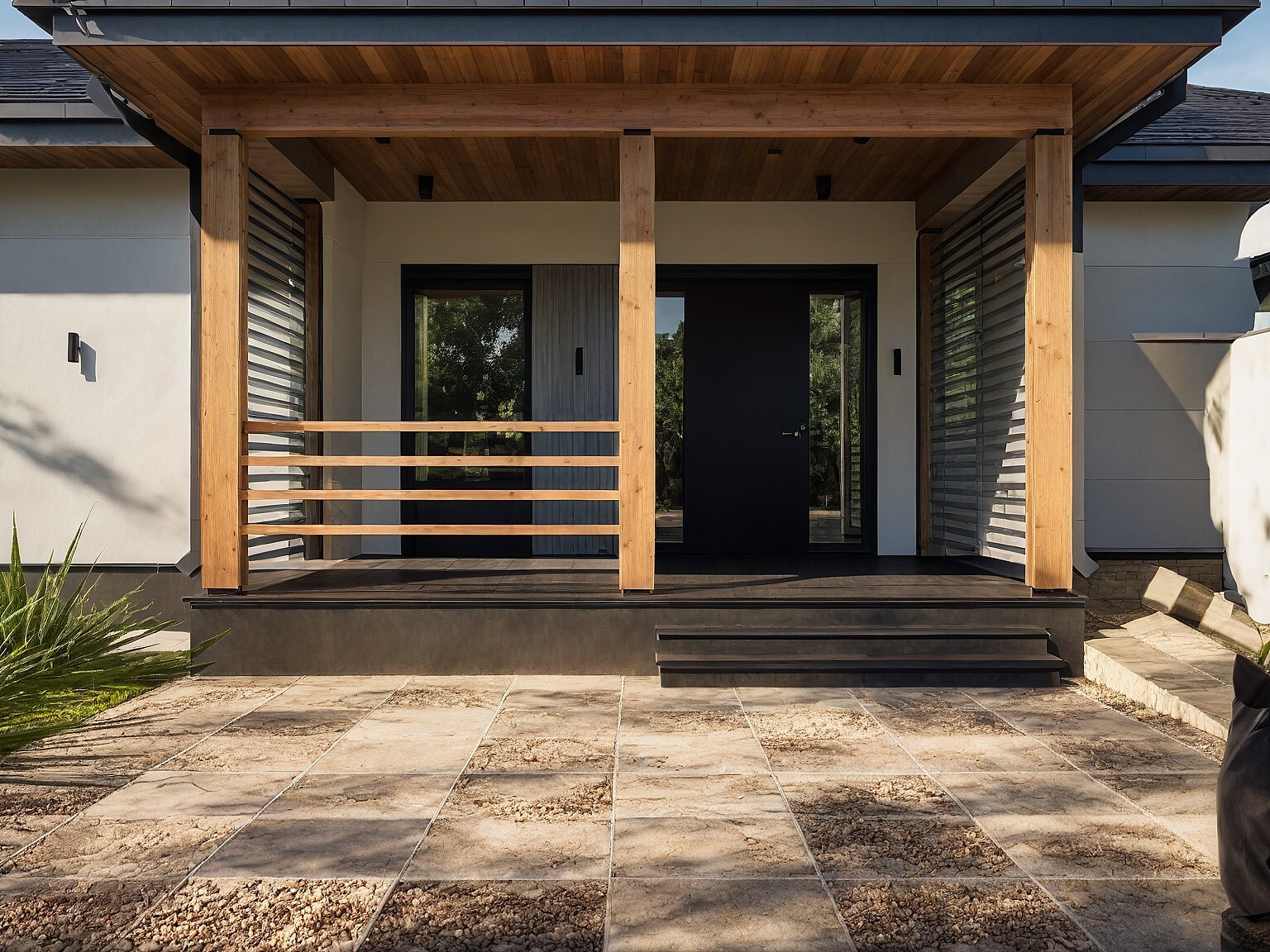 Фасад с реечными панелями под тик