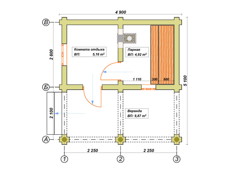 Проект бани 3 на 5 из сруба