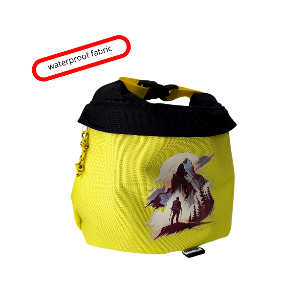 Bouldering chalk bag with rocks drawing