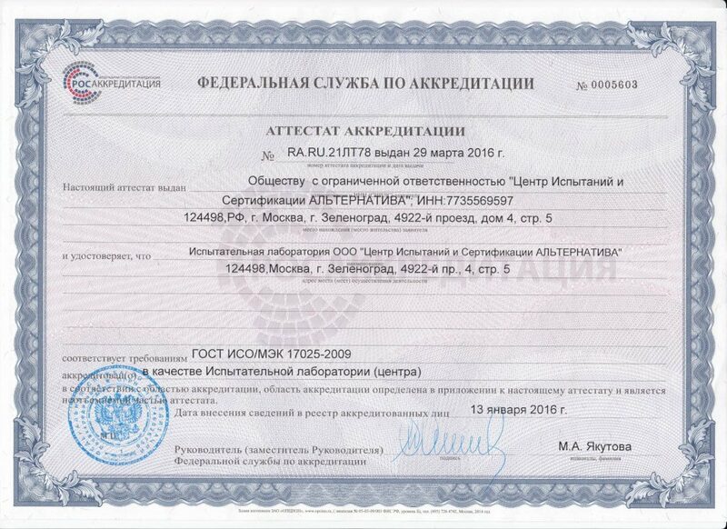 Испытательная лаборатория ЦИС Альтернатива