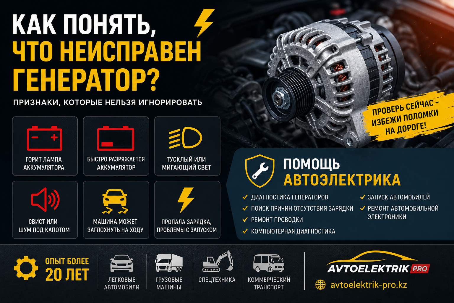 Как понять, что неисправен генератор автомобиля
