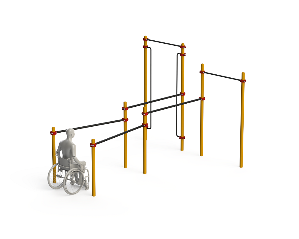 Спортивный комплекс для инвалидов. Воркаут комплекс для инвалидов-колясочников. Спортивный комплекс адаптированный для инвалидов-колясочников. Воркаут для инвалидов колясочников. Брусья изогнутые для инвалидов колясочников.