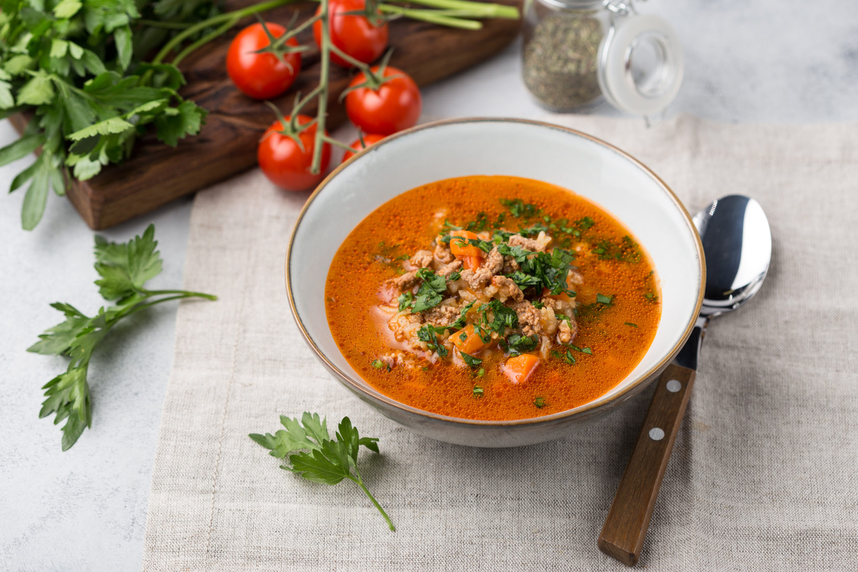 Кавказский суп с мясом и рисом – рецепт приготовления с фото | Elementaree