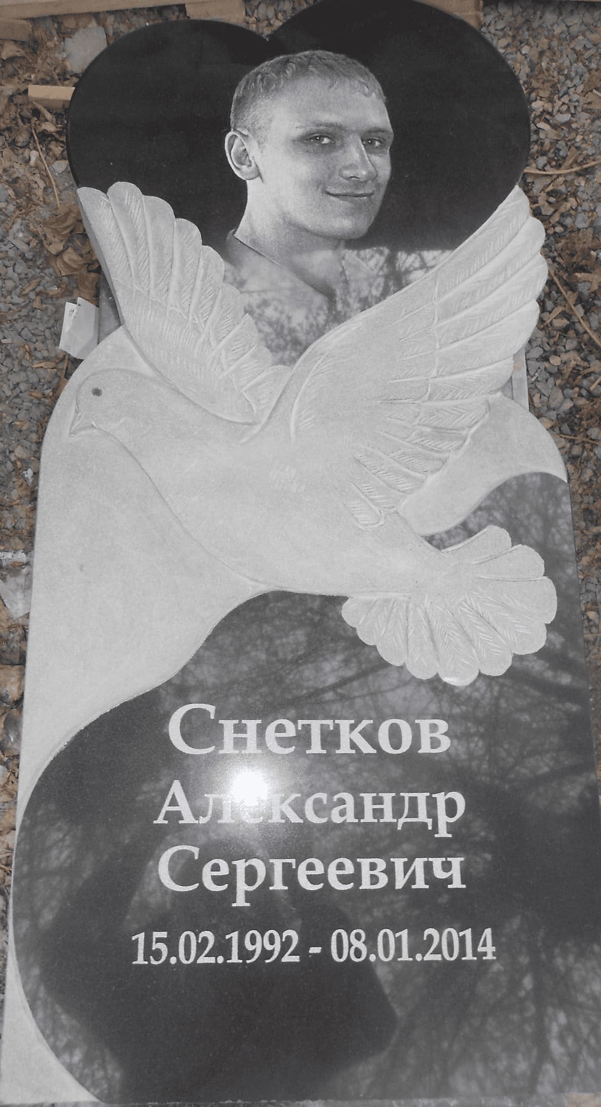 Памятник из Китайского гранита с вырубной формой &quot;Голубь&quot;, размер 1100х550