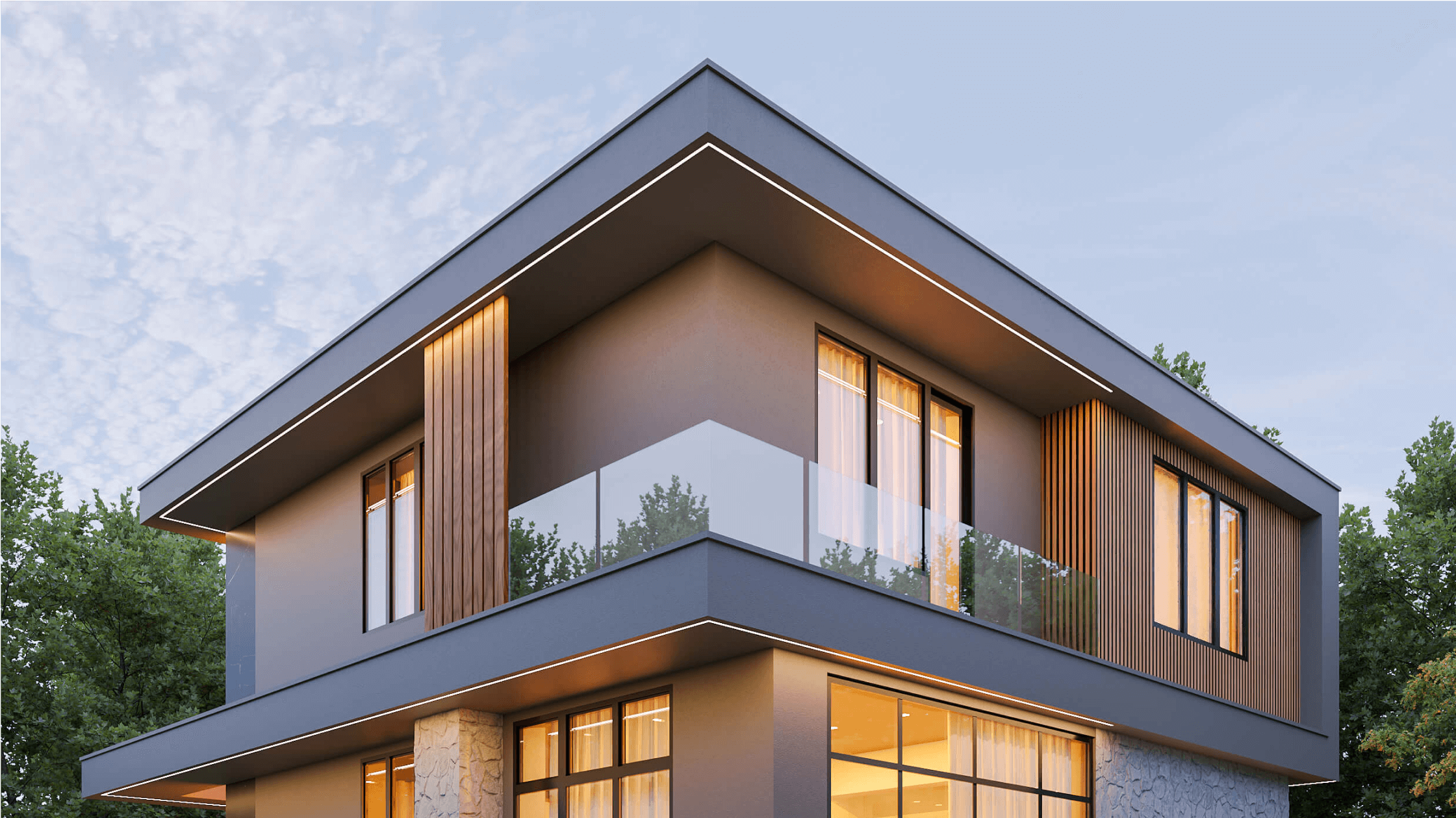 Проект Moderna 162 m². Ключевая идея частного дома Moderna — дать возможность ценителям современной архитектуры реализовать все жизненные сценарии, создав безграничную свободу и гармоничную атмосферу для их воплощения.