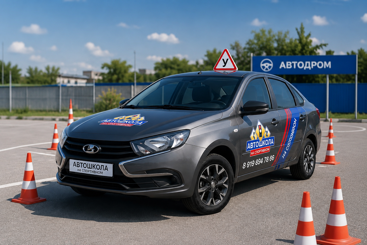 Учебный автомобиль на автодроме автошколы