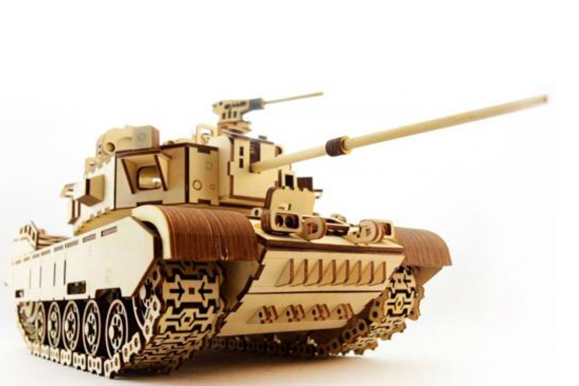 Модель танка. Конструктор с подвижными частями из фанеры