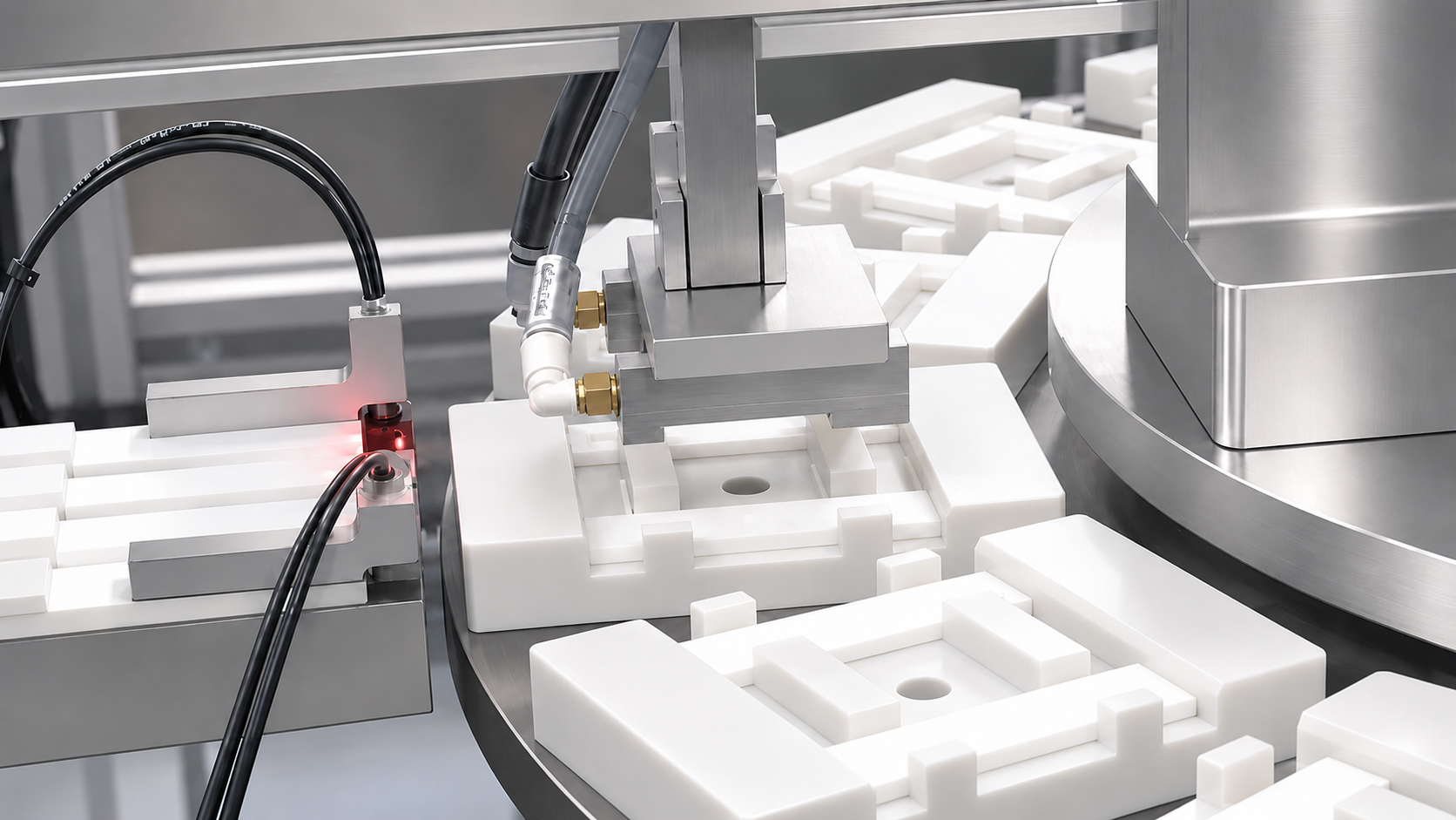 Titolo: Strip centring and optical orientation verification on the assembly carousel - Descrizione: Strip centring and optical orientation verification on the assembly carousel