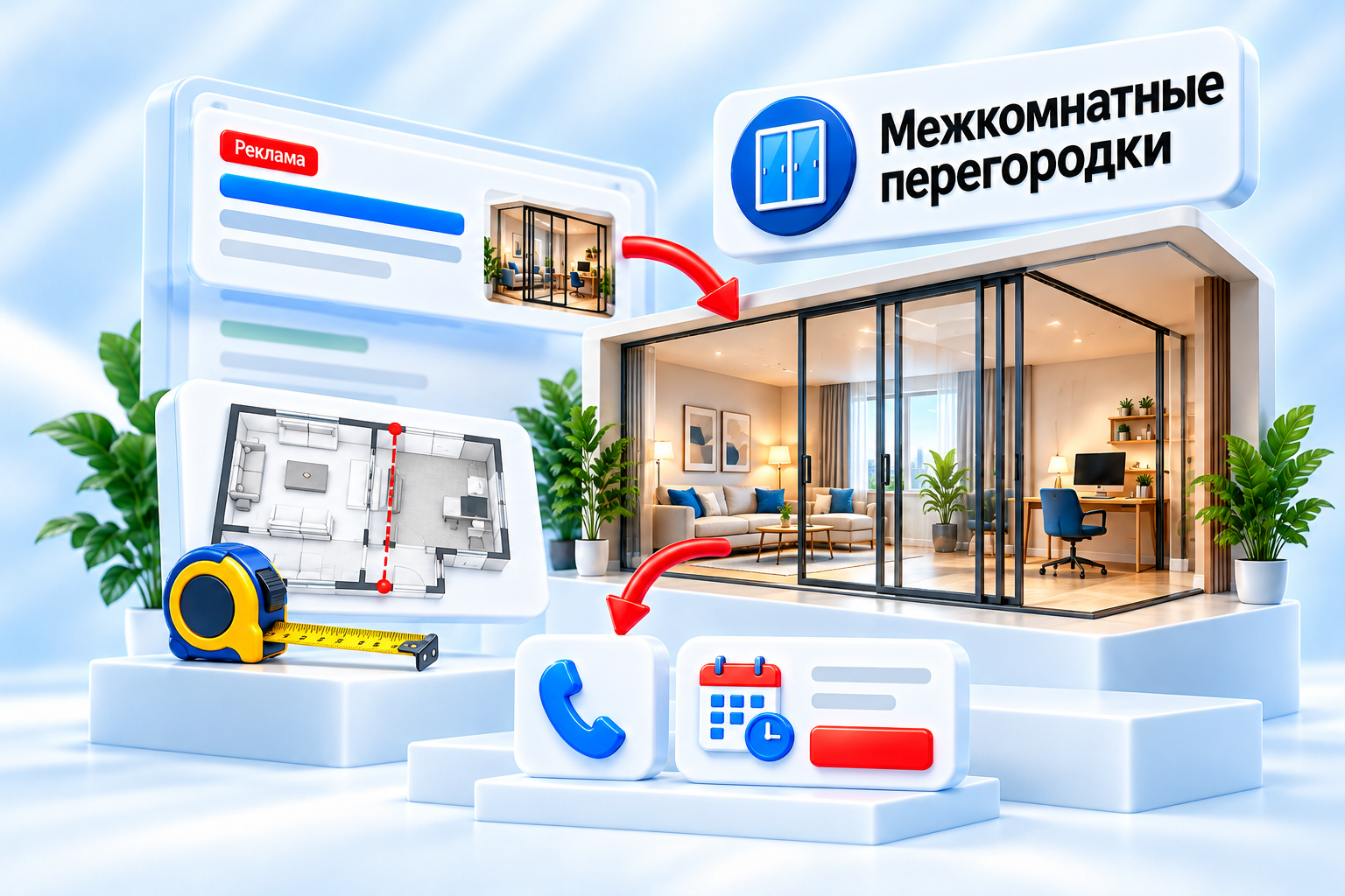 Межкомнатные перегородки на заказ — иллюстрация проекта