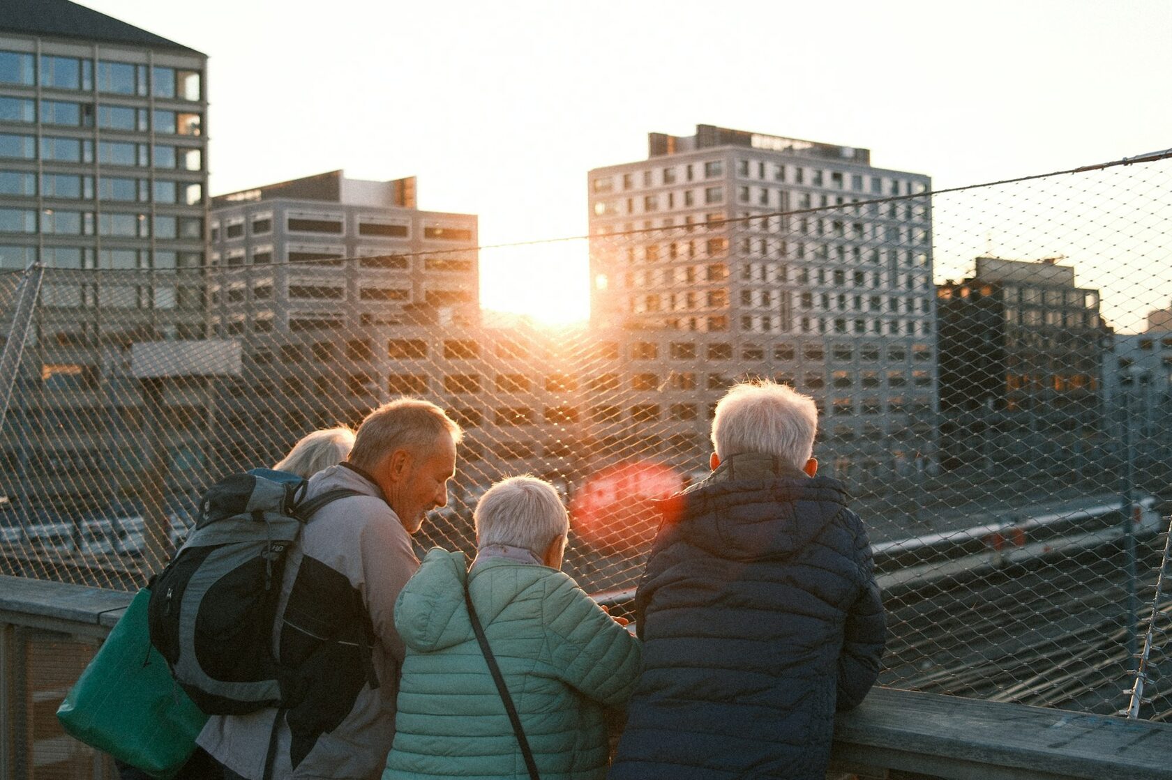 Elderly people smiling together