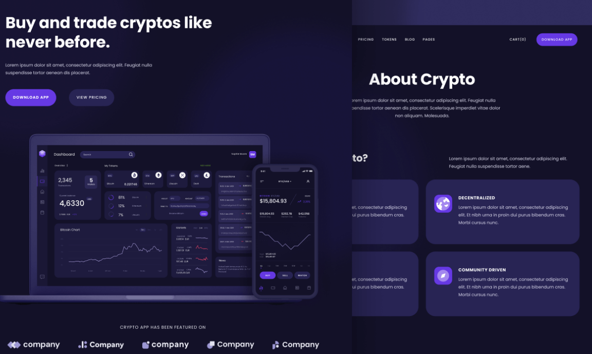 crypto site design example