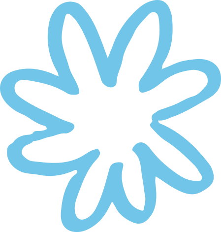 Нарисованный цветок голубого цвета