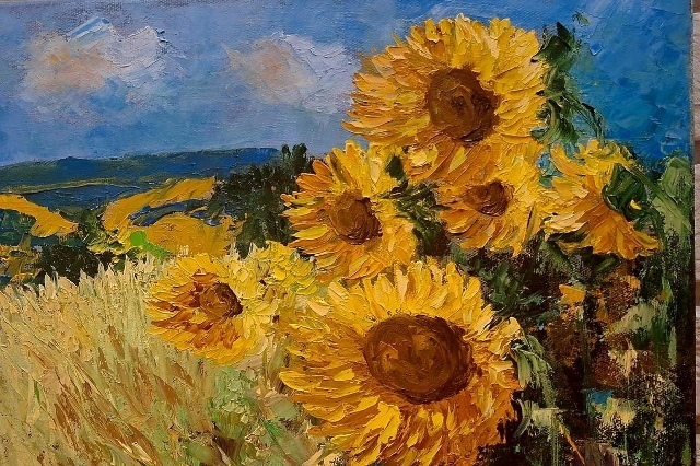 Картины Ирины Дудченко на выставке в библиотеке Никитина Воронеж