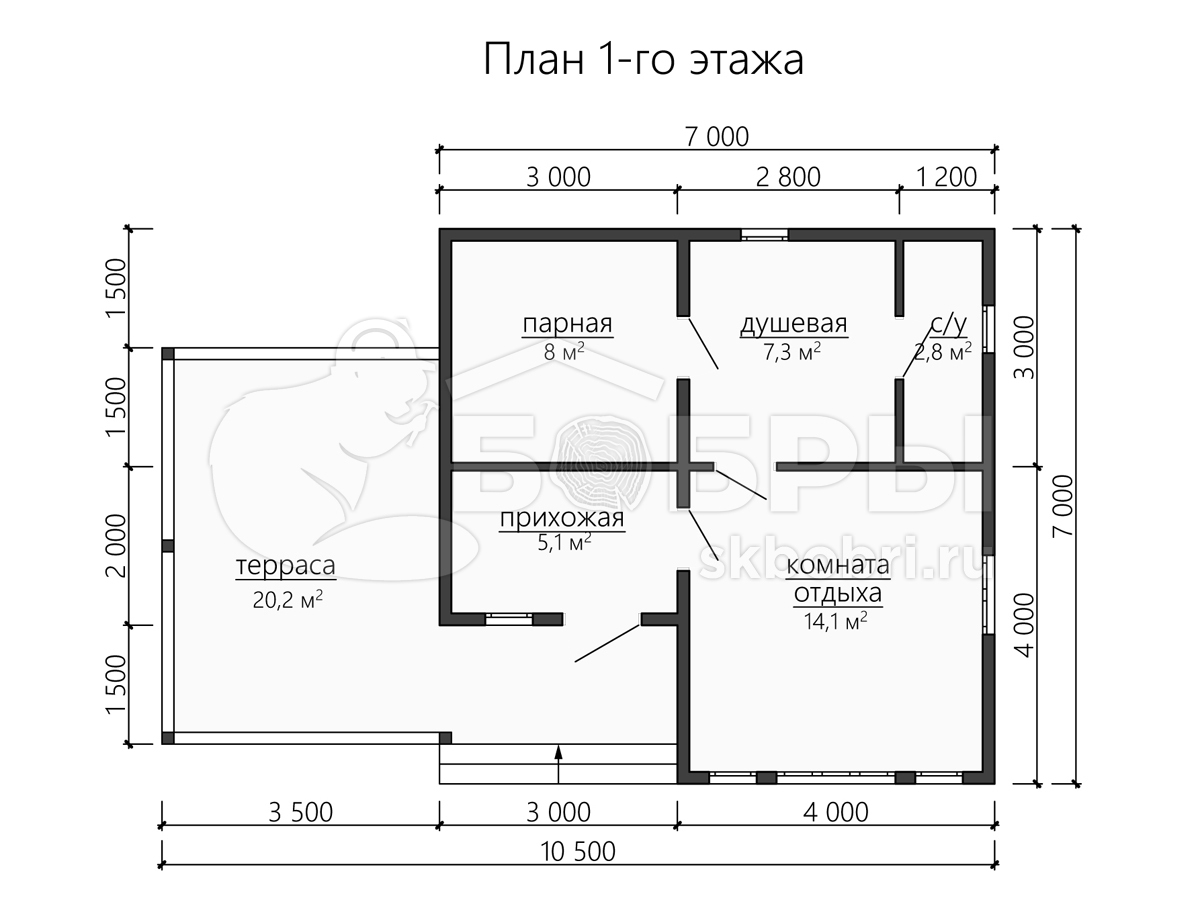 План брусового дома 6х4