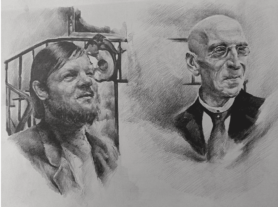 Двенадцать стульев, графика рисунки, Киса Воробьянинов, рисунки карандашом, Михаил Пуговкин, красивые рисунки, творчество, отец Федор, нарисовать рисунок, картины художников, Пуговкин, графика купить, красивые картины, Сергей Филиппов, рисунки графикой, картины