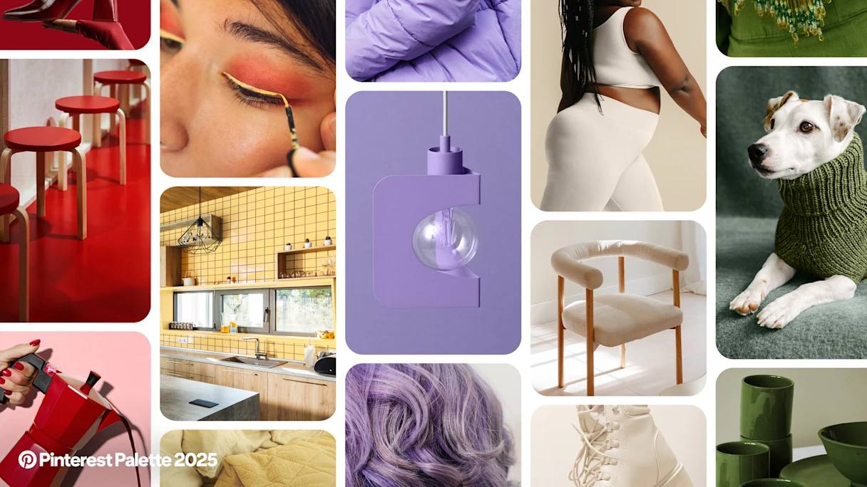 Pinterest,  трендовые цвета 2025, ежегодный отчет, пять главных цветов года