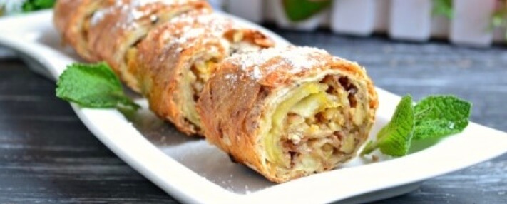 Ленивый яблочный штрудель. Венский апфельштрудель. Штрудель из лаваша. Ленивый яблочный штрудель. Венский апфельштрудель.