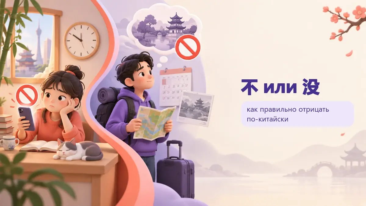 Обложка статьи «不 или 没»: тематическая учебная композиция LaRou