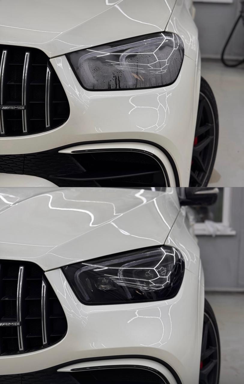 Запотевшая фара Mercedes-Benz GLE W167 ДО/ПОСЛЕ — конденсат на внутренней поверхности стекла