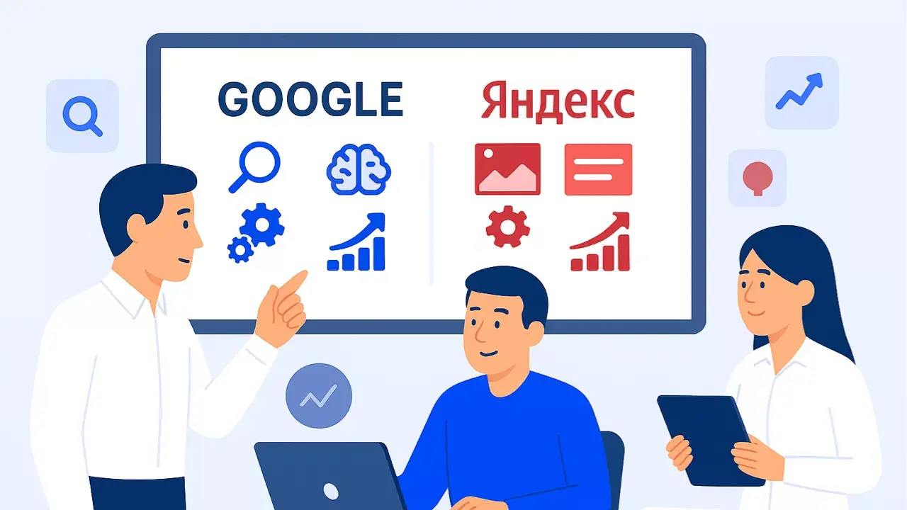 Специалисты маркетингового агентства Метриум анализируют алгоритмы индексации Google и Яндекс