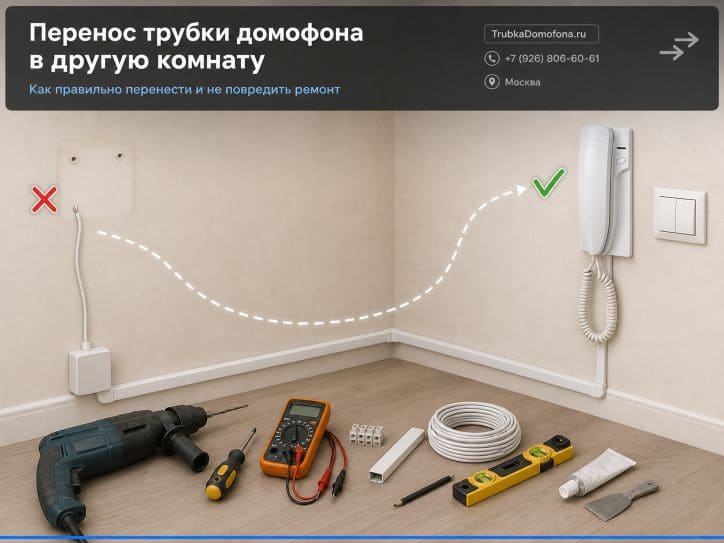 Перенос трубки домофона в другую комнату — как правильно перенести и не повредить систему