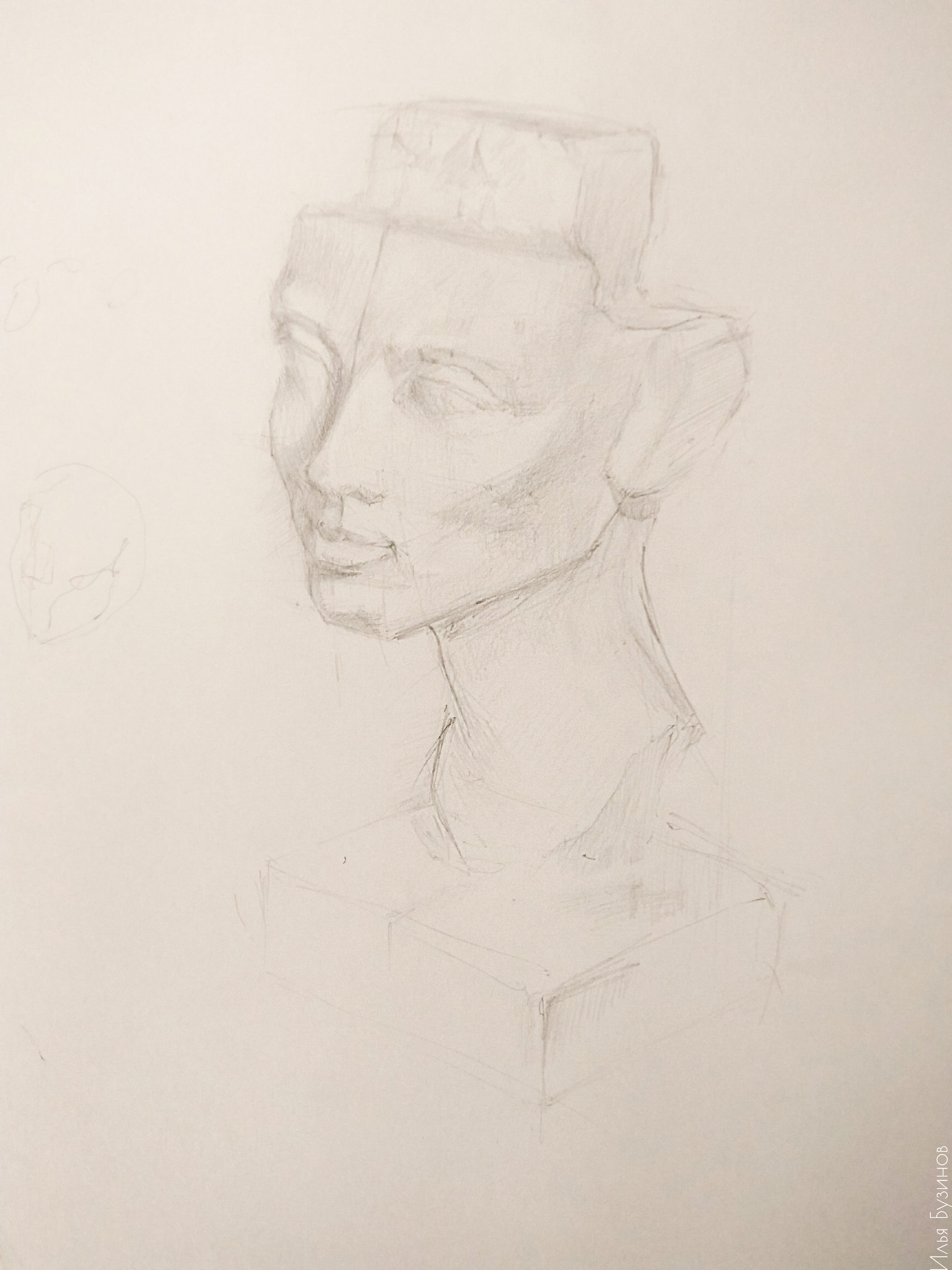 Нефертити гипсовая голова рисунок