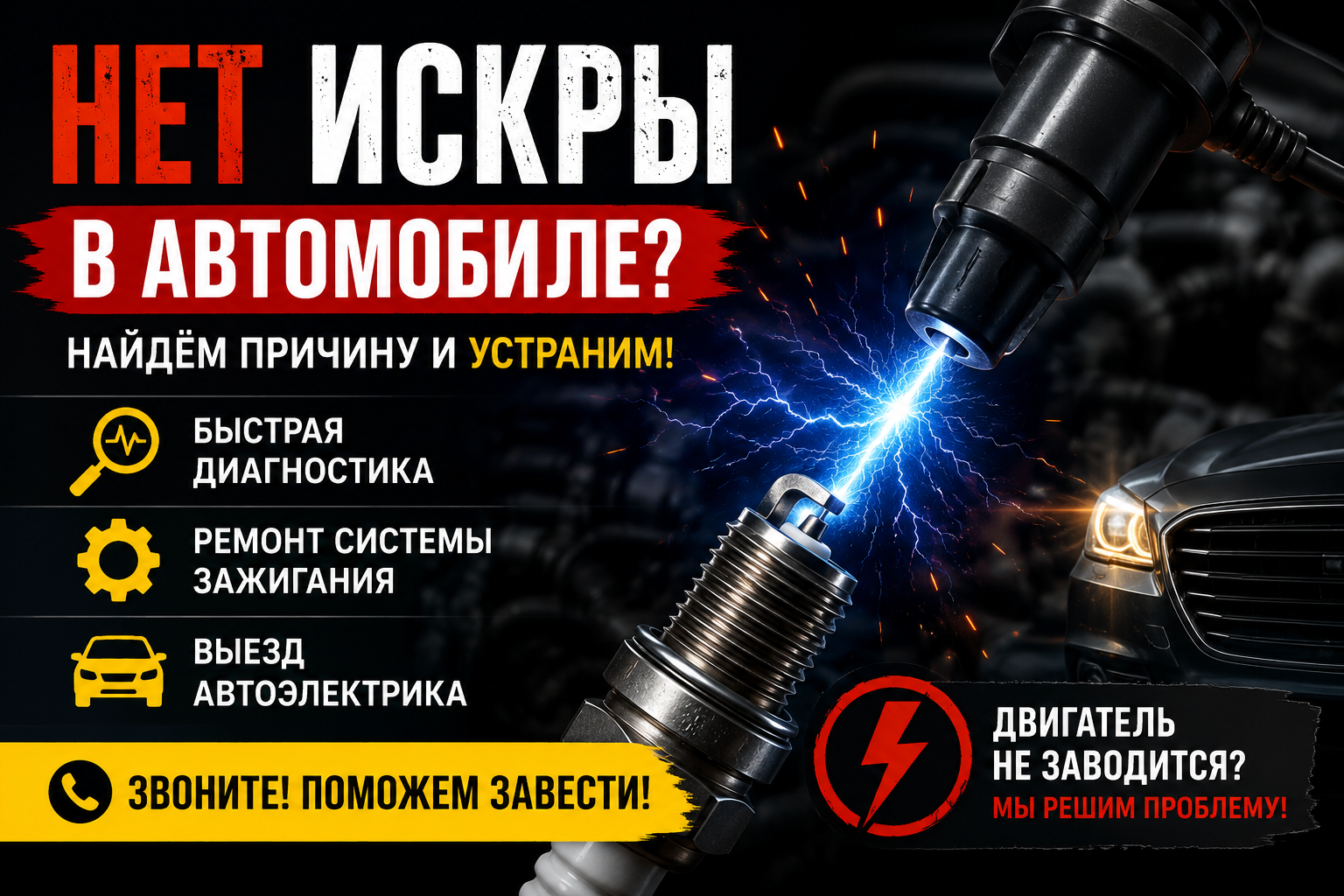 Почему нет искры на автомобиле — основные причины и диагностика